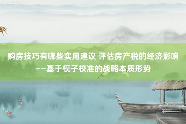 购房技巧有哪些实用建议 评估房产税的经济影响——基于模子校准的战略本质形势