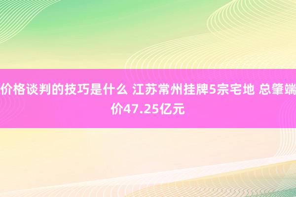 价格谈判的技巧是什么 江苏常州挂牌5宗宅地 总肇端价47.25亿元