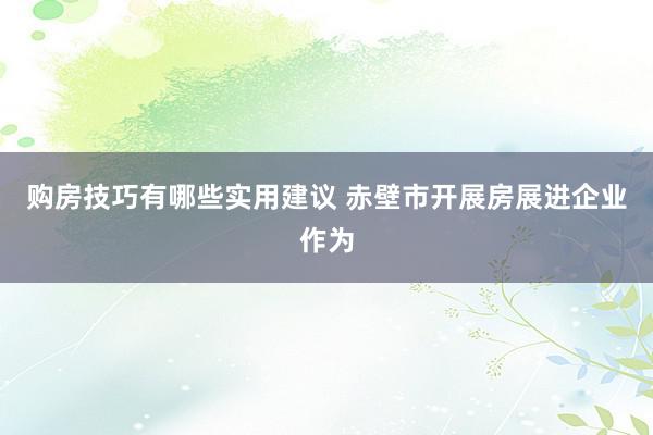 购房技巧有哪些实用建议 赤壁市开展房展进企业作为