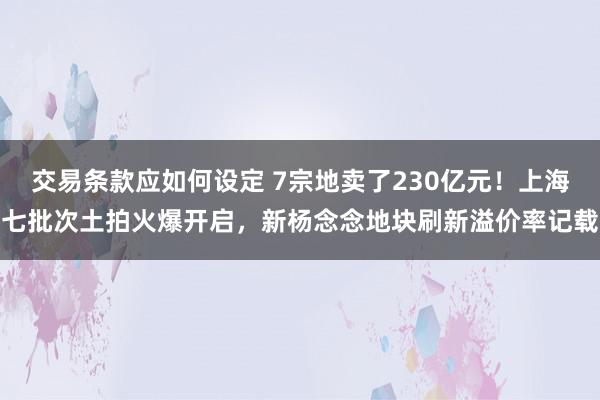 交易条款应如何设定 7宗地卖了230亿元！上海七批次土拍火爆开启，新杨念念地块刷新溢价率记载