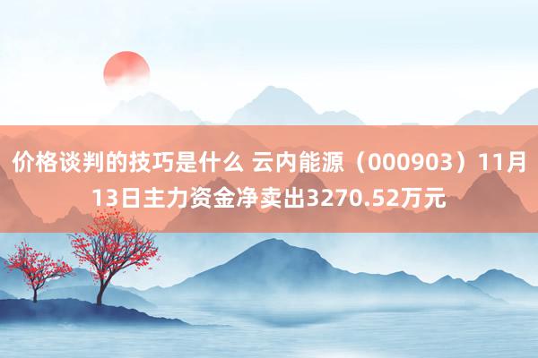 价格谈判的技巧是什么 云内能源（000903）11月13日主力资金净卖出3270.52万元