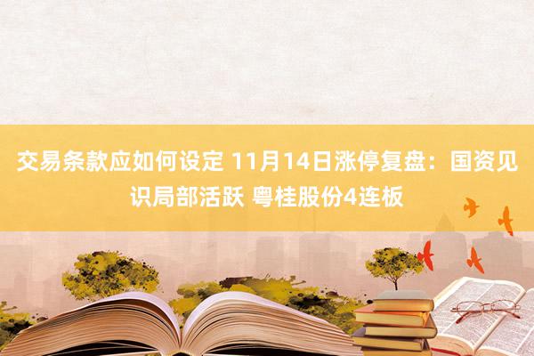 交易条款应如何设定 11月14日涨停复盘：国资见识局部活跃 粤桂股份4连板