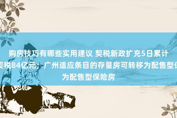 购房技巧有哪些实用建议 契税新政扩充5日累计减免契税84亿元；广州适应条目的存量房可转移为配售型保险房