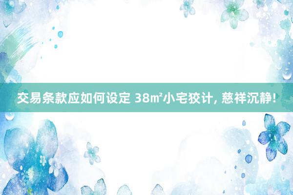 交易条款应如何设定 38㎡小宅狡计, 慈祥沉静!