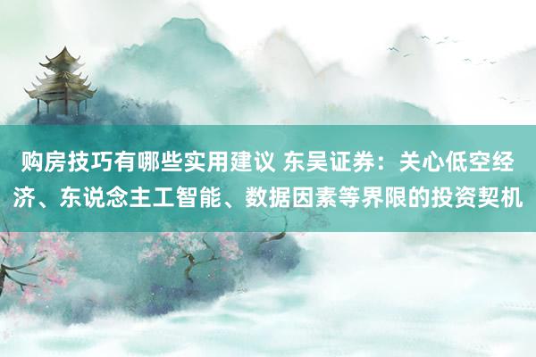 购房技巧有哪些实用建议 东吴证券：关心低空经济、东说念主工智能、数据因素等界限的投资契机