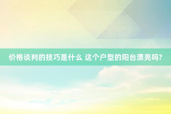 价格谈判的技巧是什么 这个户型的阳台漂亮吗?