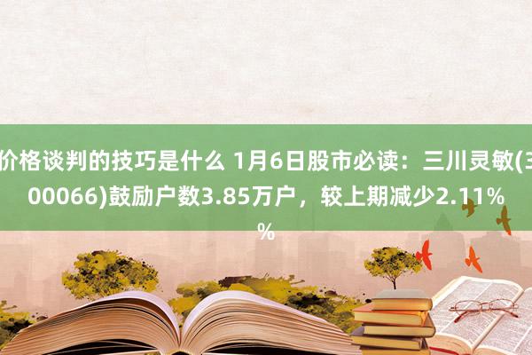 价格谈判的技巧是什么 1月6日股市必读：三川灵敏(300066)鼓励户数3.85万户，较上期减少2.11%