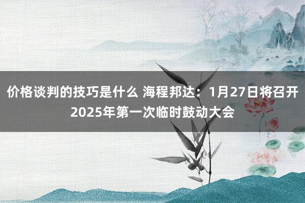 价格谈判的技巧是什么 海程邦达：1月27日将召开2025年第一次临时鼓动大会