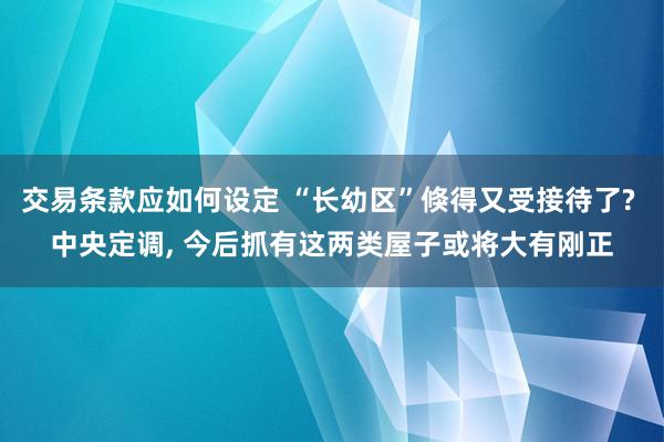 交易条款应如何设定 “长幼区”倏得又受接待了? 中央定调, 今后抓有这两类屋子或将大有刚正