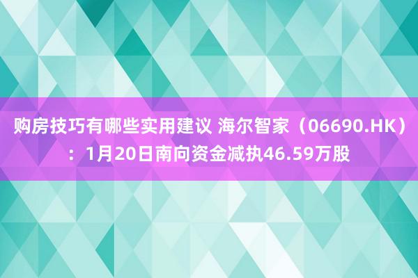 购房技巧有哪些实用建议 海尔智家（06690.HK）：1月20日南向资金减执46.59万股