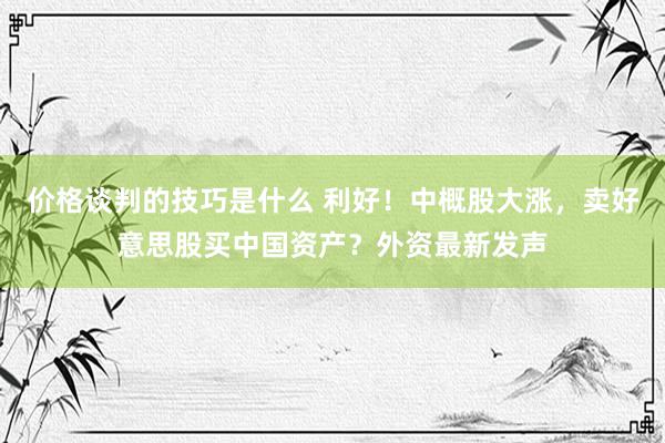 价格谈判的技巧是什么 利好！中概股大涨，卖好意思股买中国资产？外资最新发声