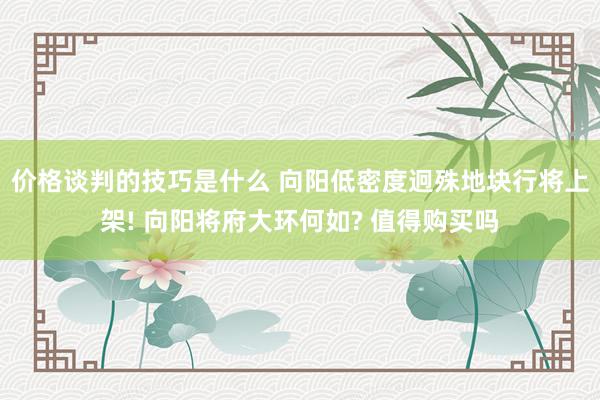 价格谈判的技巧是什么 向阳低密度迥殊地块行将上架! 向阳将府大环何如? 值得购买吗