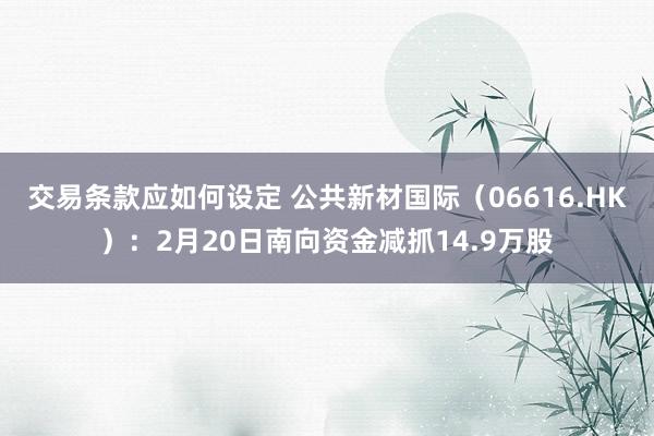 交易条款应如何设定 公共新材国际（06616.HK）：2月20日南向资金减抓14.9万股