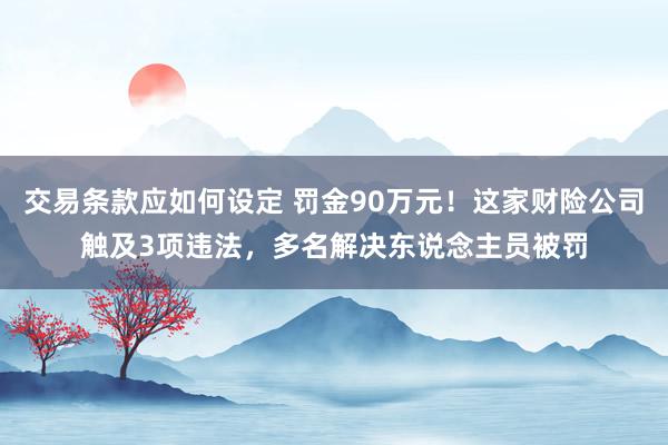 交易条款应如何设定 罚金90万元！这家财险公司触及3项违法，多名解决东说念主员被罚