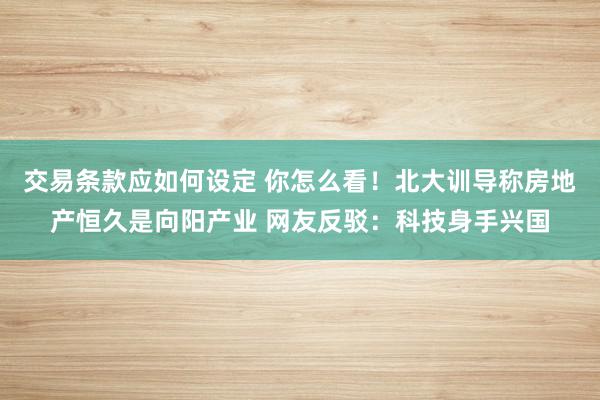 交易条款应如何设定 你怎么看！北大训导称房地产恒久是向阳产业 网友反驳：科技身手兴国