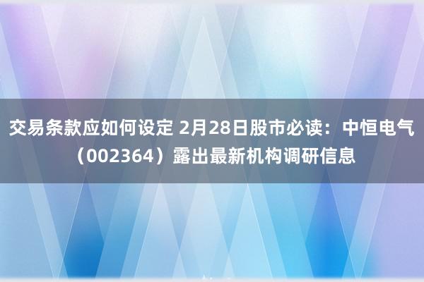 交易条款应如何设定 2月28日股市必读：中恒电气（002364）露出最新机构调研信息