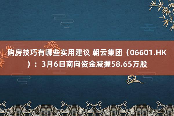 购房技巧有哪些实用建议 朝云集团（06601.HK）：3月6日南向资金减握58.65万股