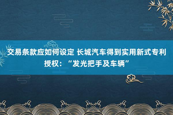 交易条款应如何设定 长城汽车得到实用新式专利授权：“发光把手及车辆”