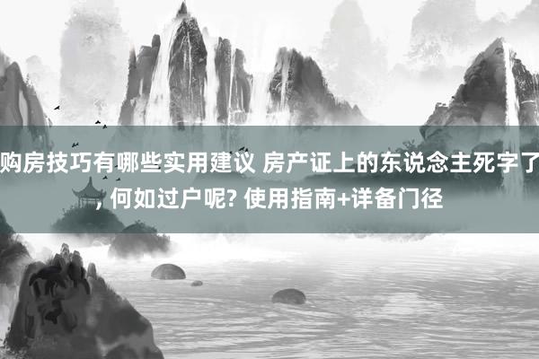 购房技巧有哪些实用建议 房产证上的东说念主死字了, 何如过户呢? 使用指南+详备门径