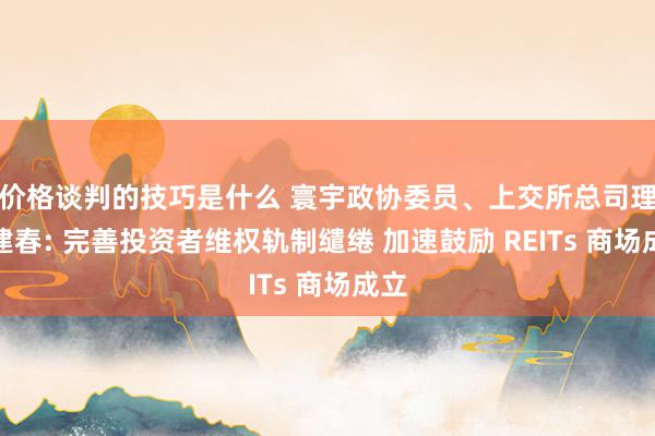 价格谈判的技巧是什么 寰宇政协委员、上交所总司理蔡建春: 完善投资者维权轨制缱绻 加速鼓励 REITs 商场成立