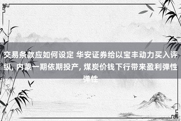 交易条款应如何设定 华安证券给以宝丰动力买入评级, 内蒙一期依期投产, 煤炭价钱下行带来盈利弹性